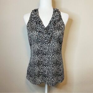 Ann Taylor Black and White Animal Print Sleeveless Raised Accents Size 4